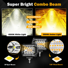 Auxbeam beam pattern demo with amber and white beams improving visibility