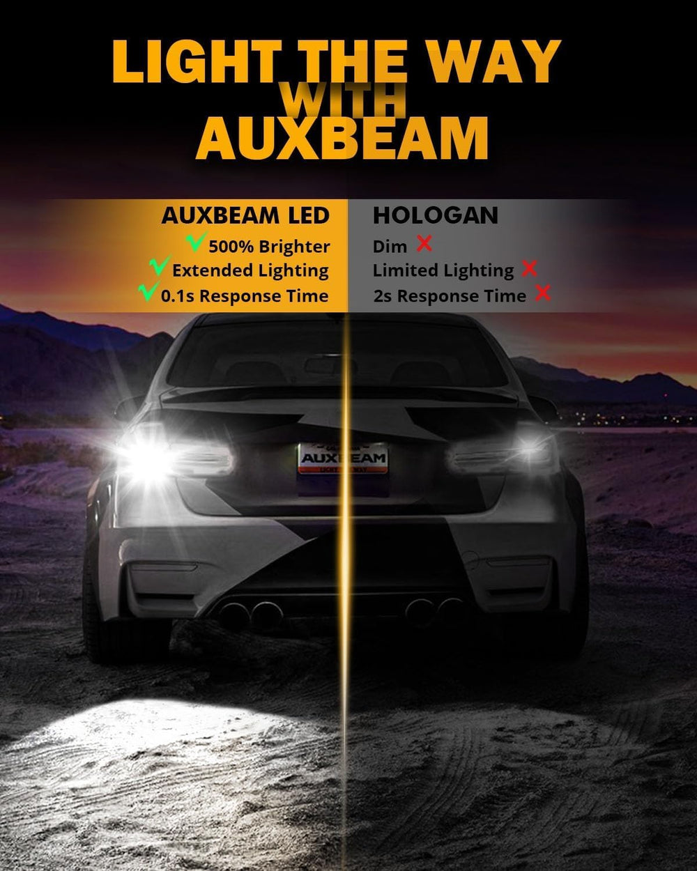 Auxbeam in a truck reversing at night illustrating rugged off-road benefit