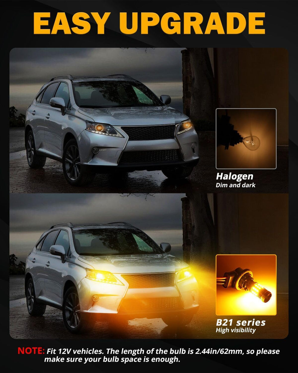 Auxbeam nighttime turn signal demo showing improved visibility on road