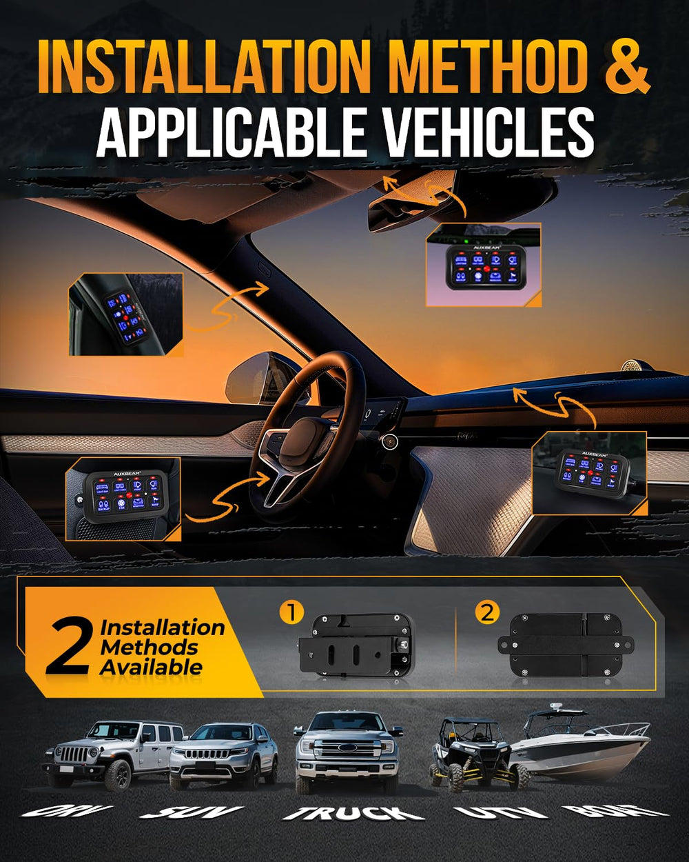 Auxbeam BB80 accessories with label sheet and mounting brackets for customized setup