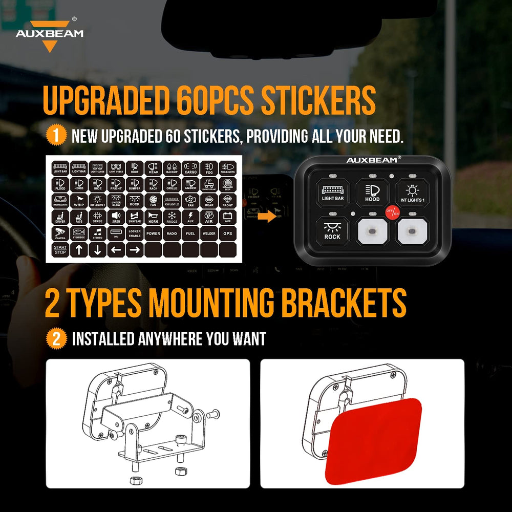 Auxbeam BC60 mounting brackets and adhesive included for flexible installation options