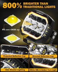 Auxbeam closeup of LED optic cups showing focused beam design and brightness