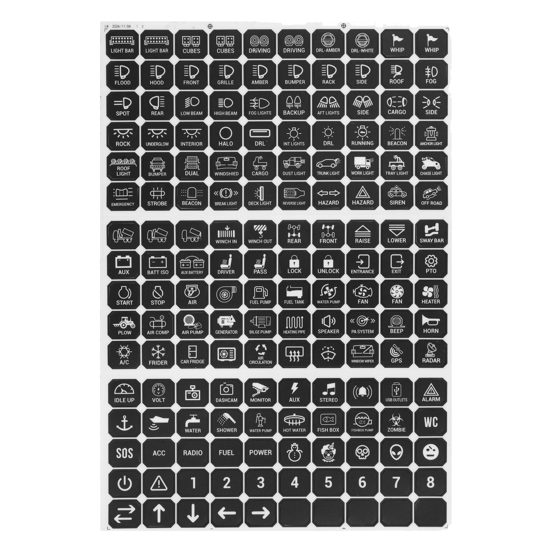 Auxbeam front packaging showing 160PCS switch panel labels and kit benefits