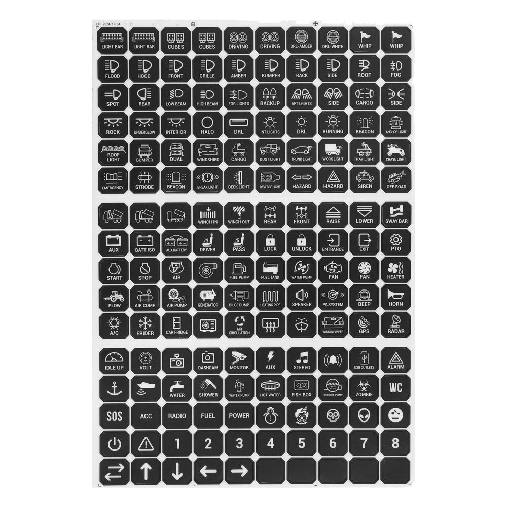 Auxbeam front packaging showing 160PCS switch panel labels and kit benefits