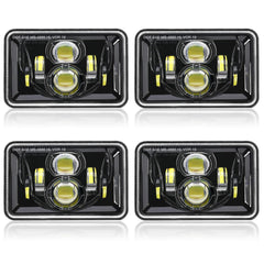 Auxbeam front view black 4x6 headlight showing beam pattern and styling benefit