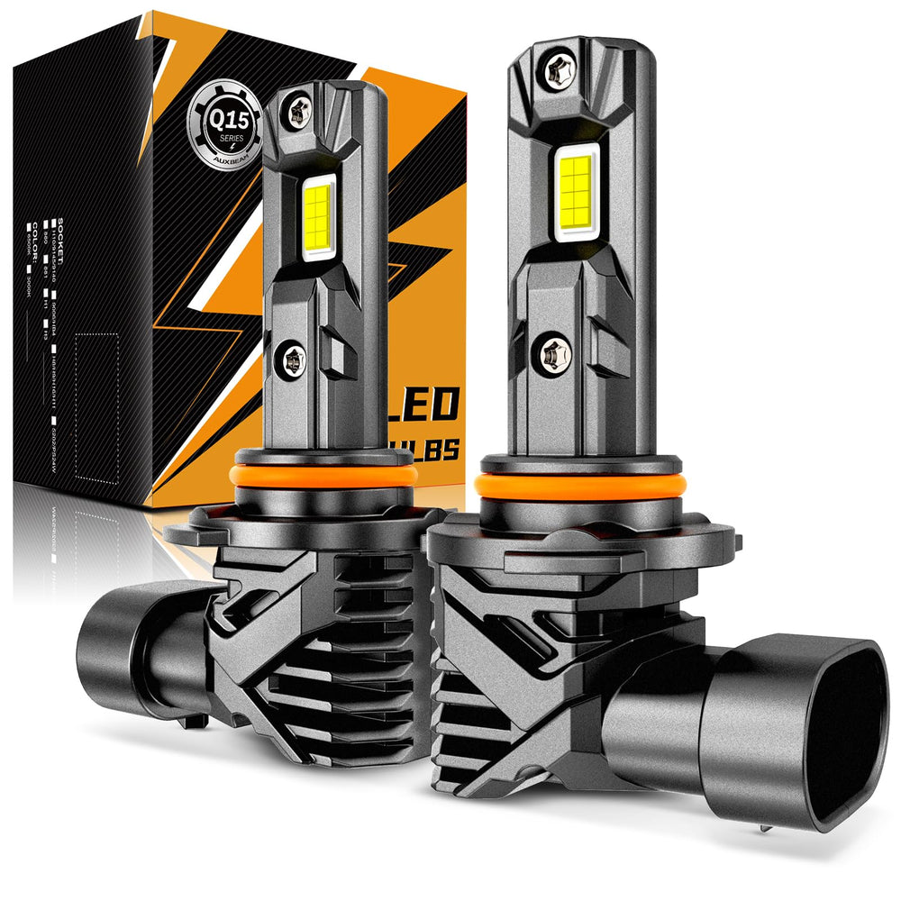 Auxbeam Q15 front view showing lamp face and focused beam for clearer visibility