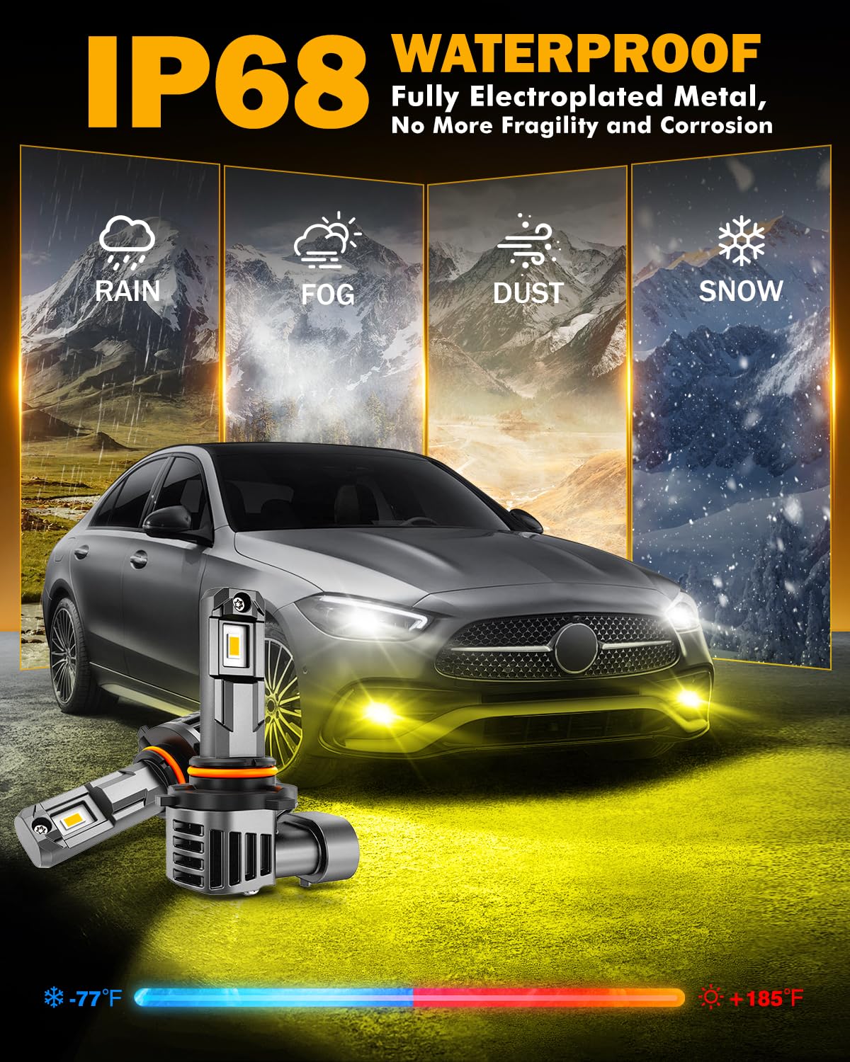 Auxbeam Q6 submerged in water demonstrating IP68 protection and durability