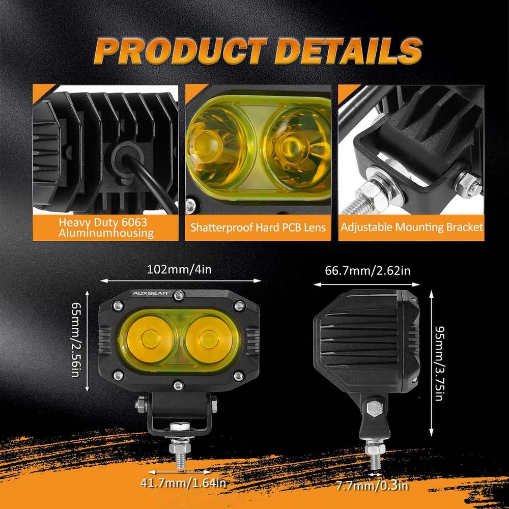 Auxbeam R4 on off-road vehicle at night showing enhanced visibility benefit