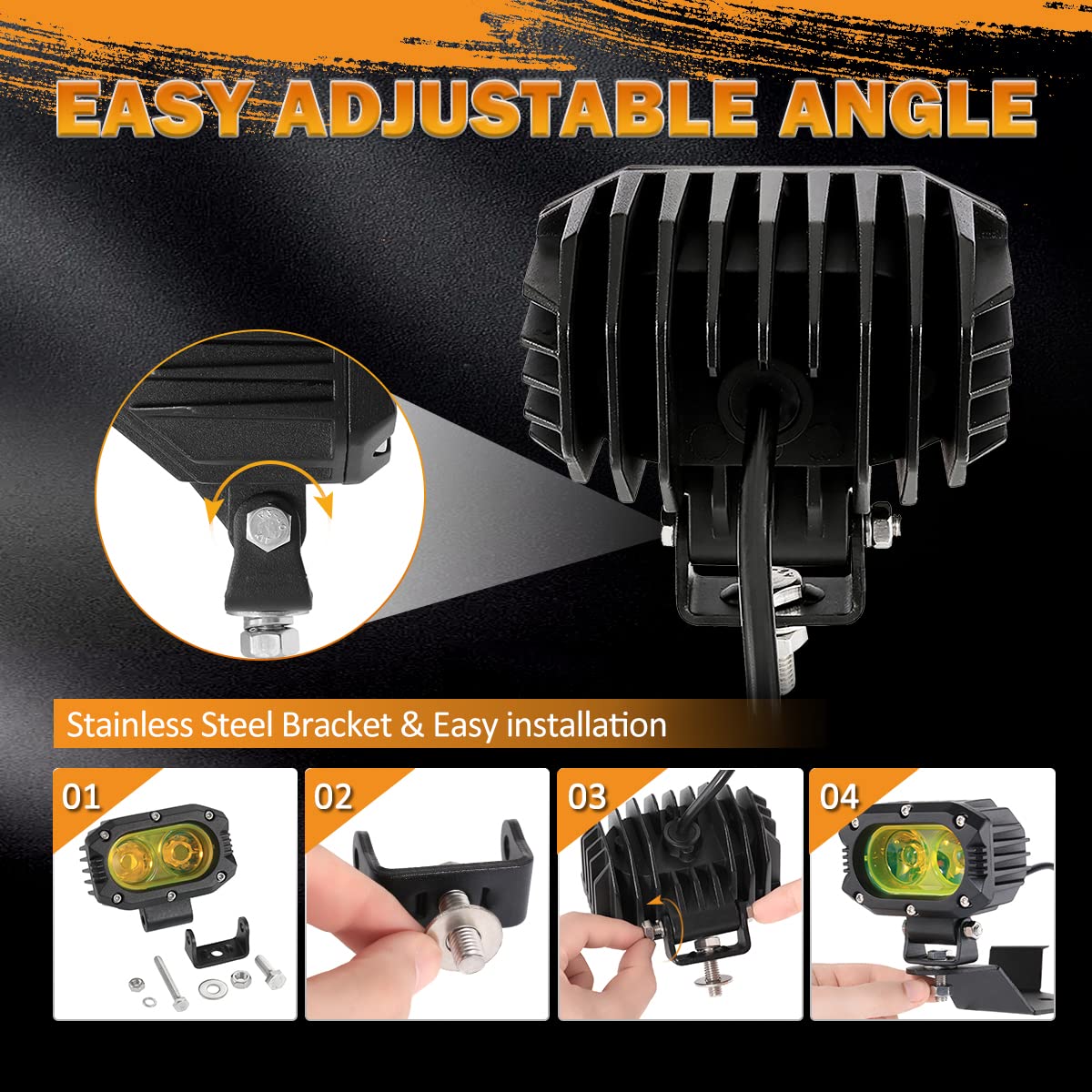 Auxbeam R4 next to coin showing 4-inch scale and compact installation benefit