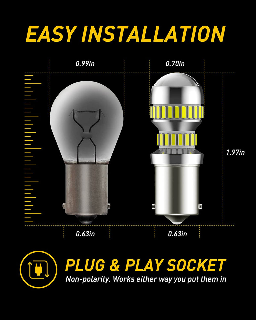 AUXITO reverse light on vehicle at night showing improved visibility benefit