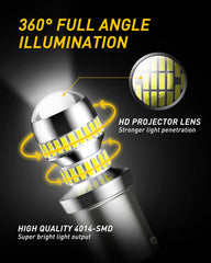 AUXITO pair of 1156 LEDs angled to show chip layout and build quality benefit
