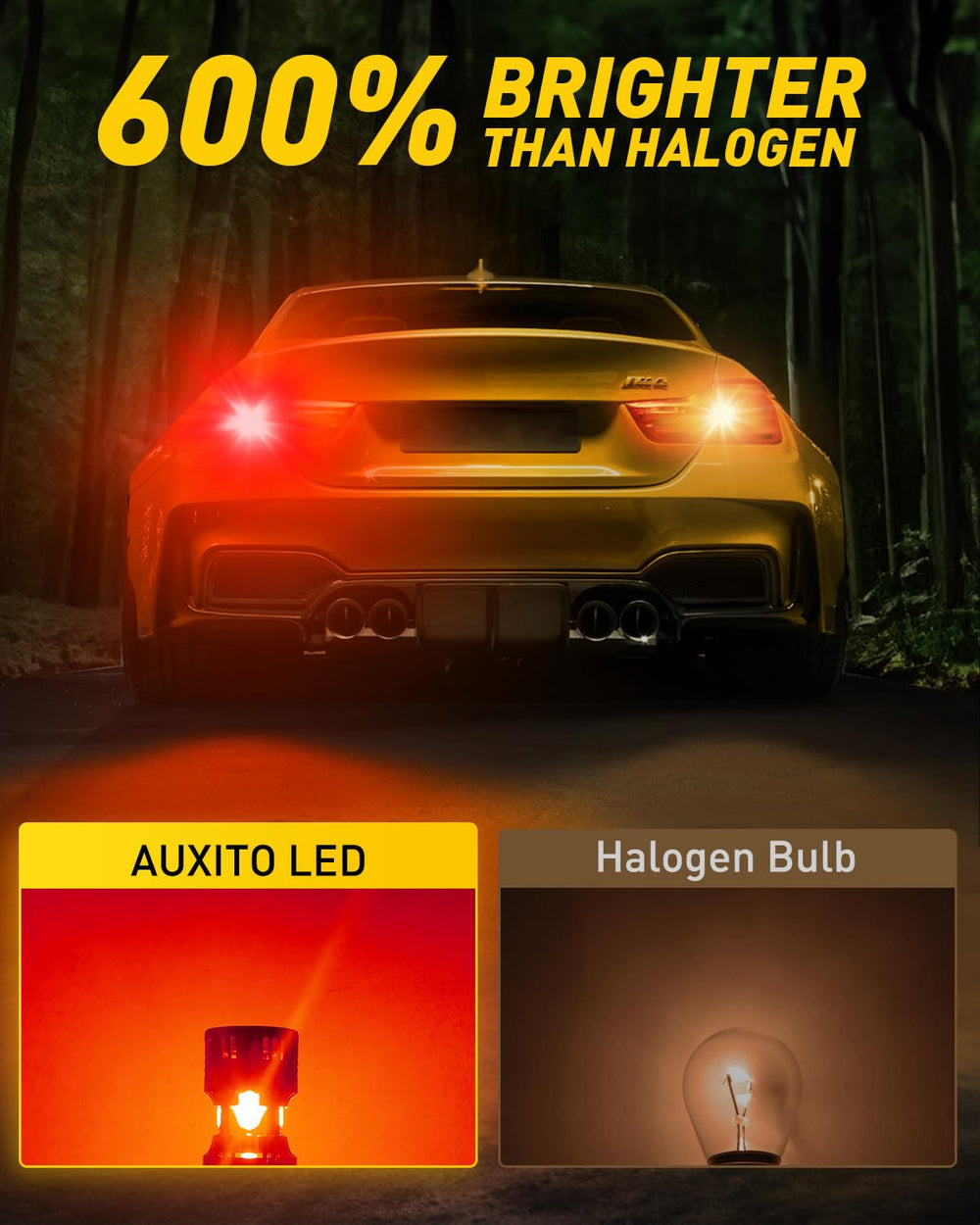 AUXITO visible LED chip pattern for even red illumination and improved brake noticeability