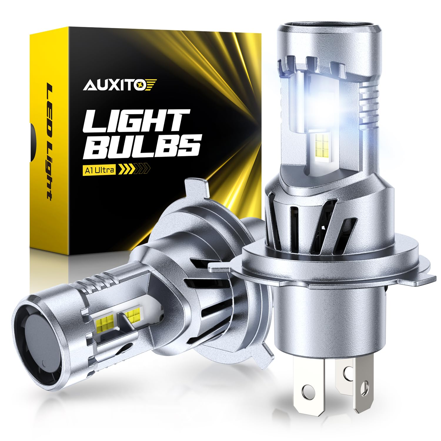 AUXITO 9003 front profile showing bulb shape and base for easy fit