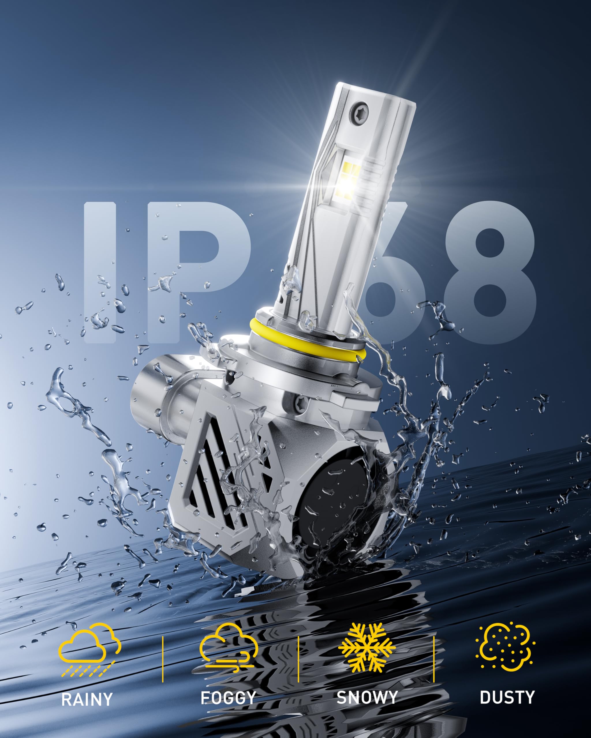 AUXITO 9005 installed in headlight assembly, illustrating accurate OEM beam pattern