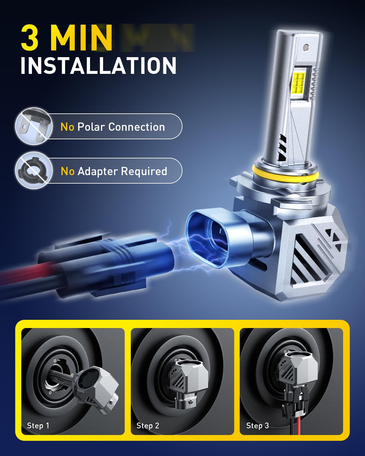 AUXITO 9006 installed on vehicle demonstrating brighter road illumination