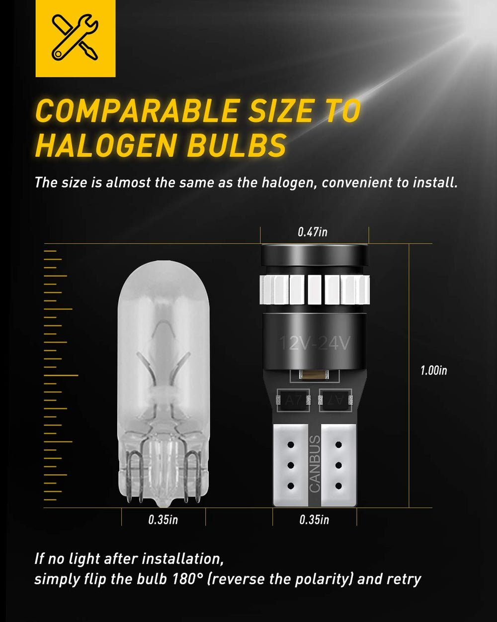AUXITO ten-bulb kit spread out to show pack contents and multiple-use convenience