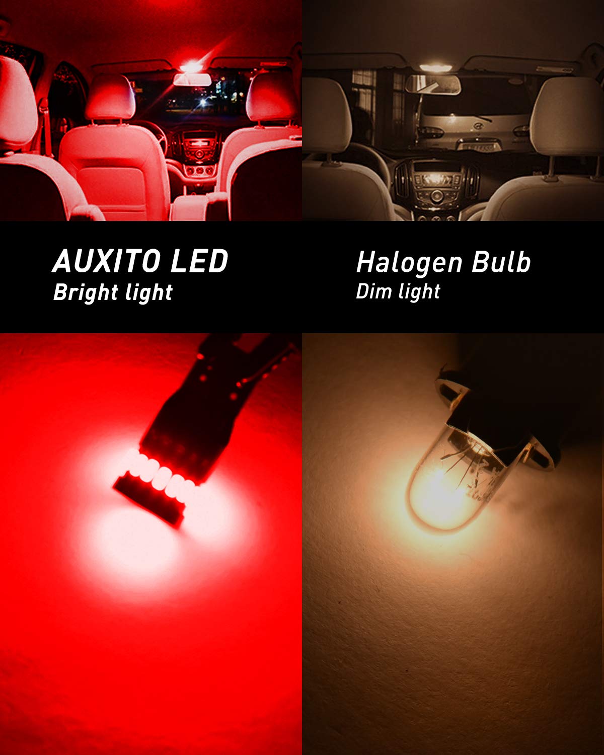 AUXITO used in car dome map light providing even red interior accent lighting benefit