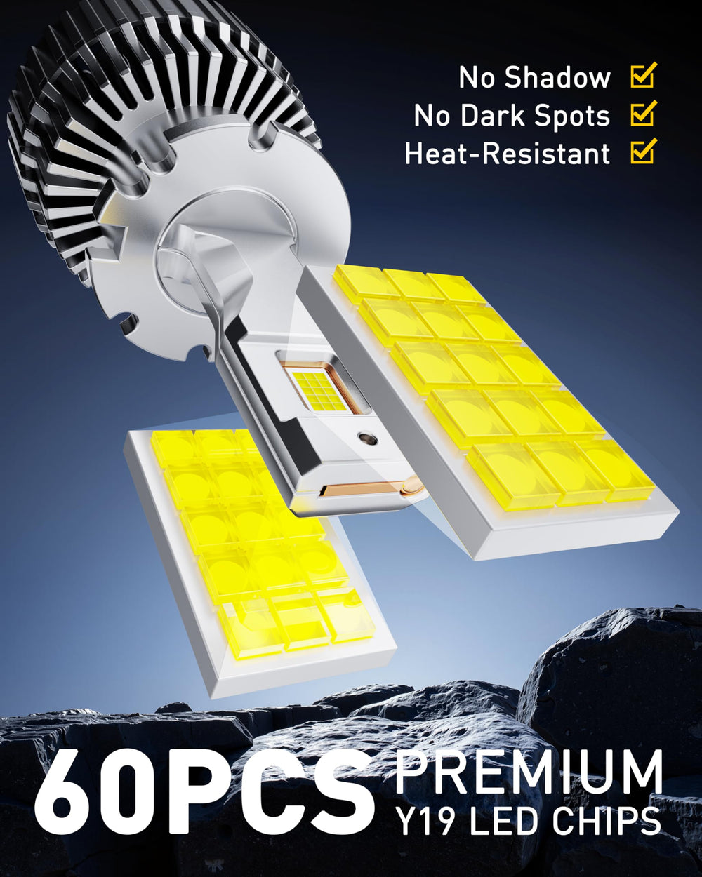 AUXITO slim 0.03-inch base detail demonstrating halogen-style beam control