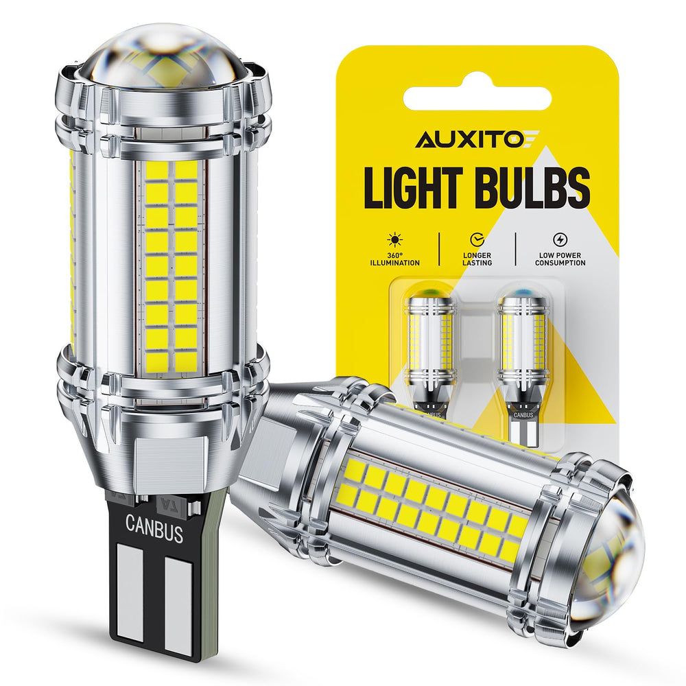 AUXITO front view of LED bulb showing design and bright benefit