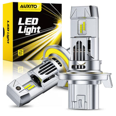 AUXITO H13 front view showing pack of two bulbs and easy plug fit