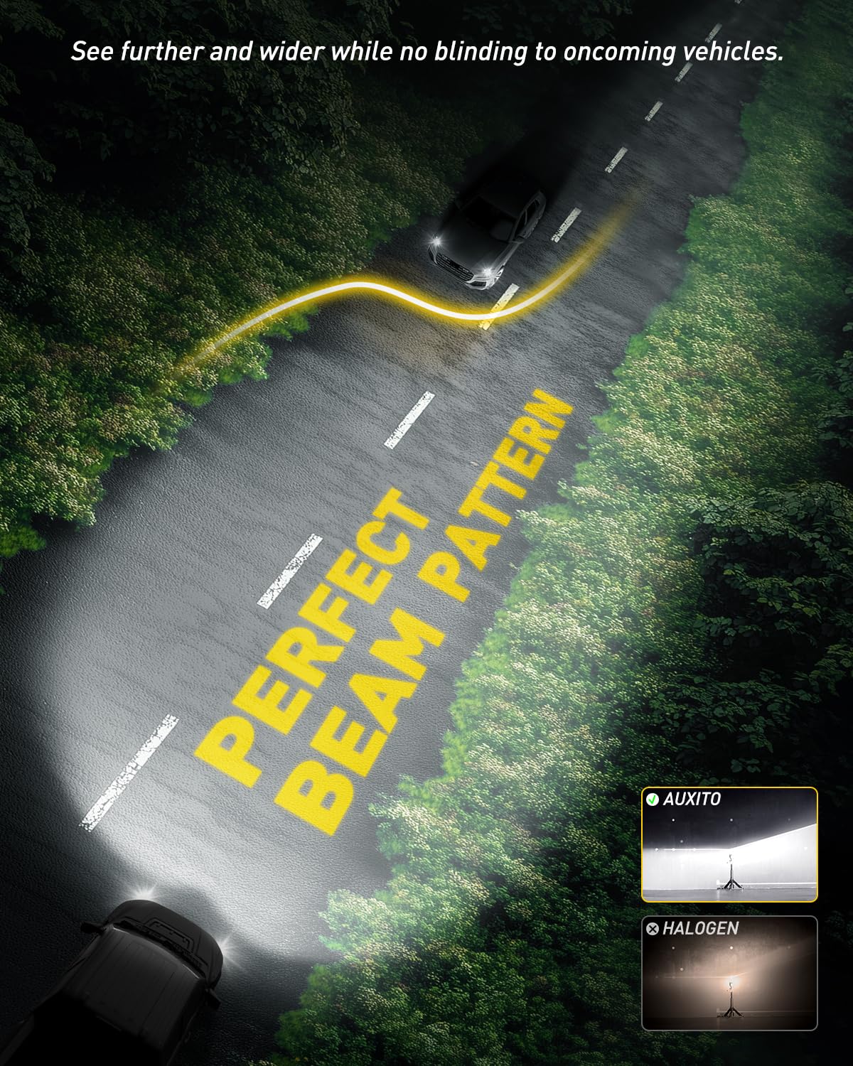 AUXITO H13 bulb installed in headlight for immediate visibility upgrade