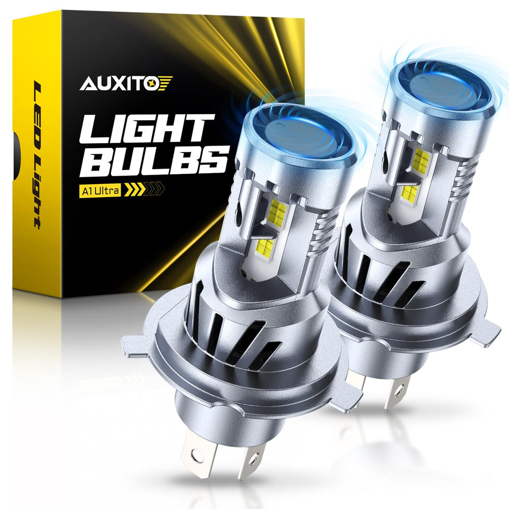 AUXITO front packaging showing bulb pair and features for easy selection