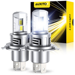 AUXITO H4 front packaging showing bulb pair and benefits