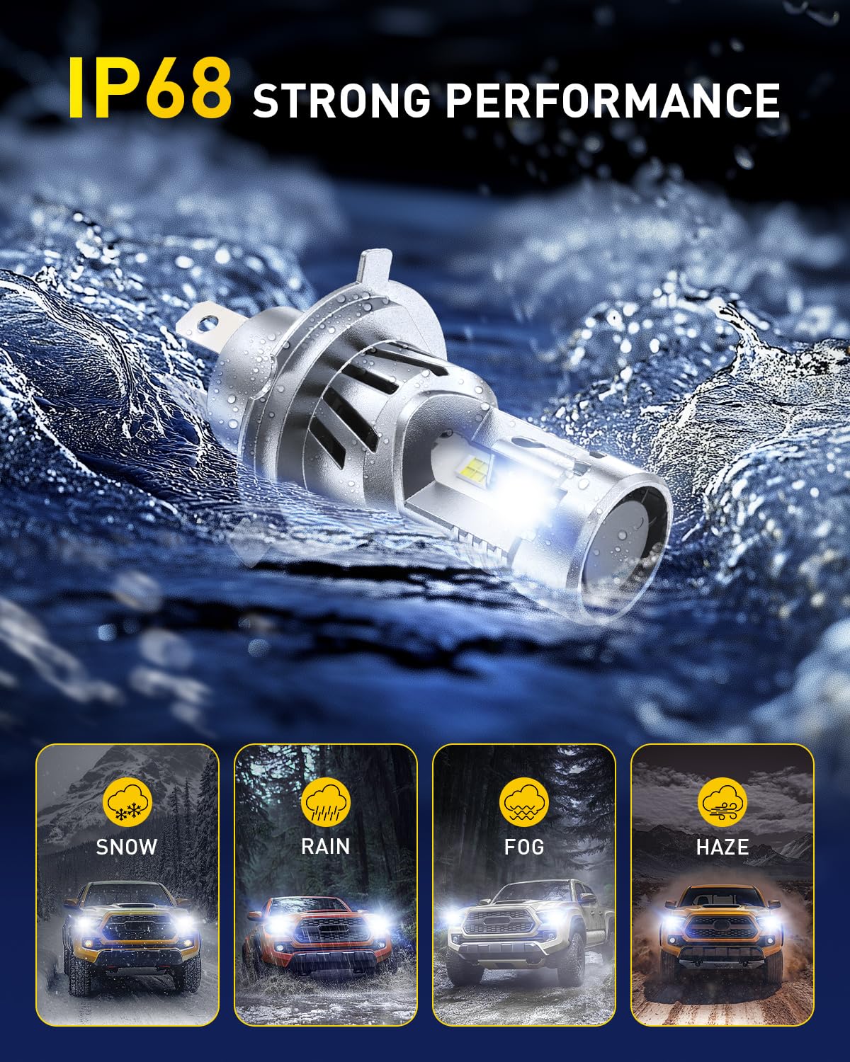 AUXITO bulbs beside a ruler to show compact size and simple fitment
