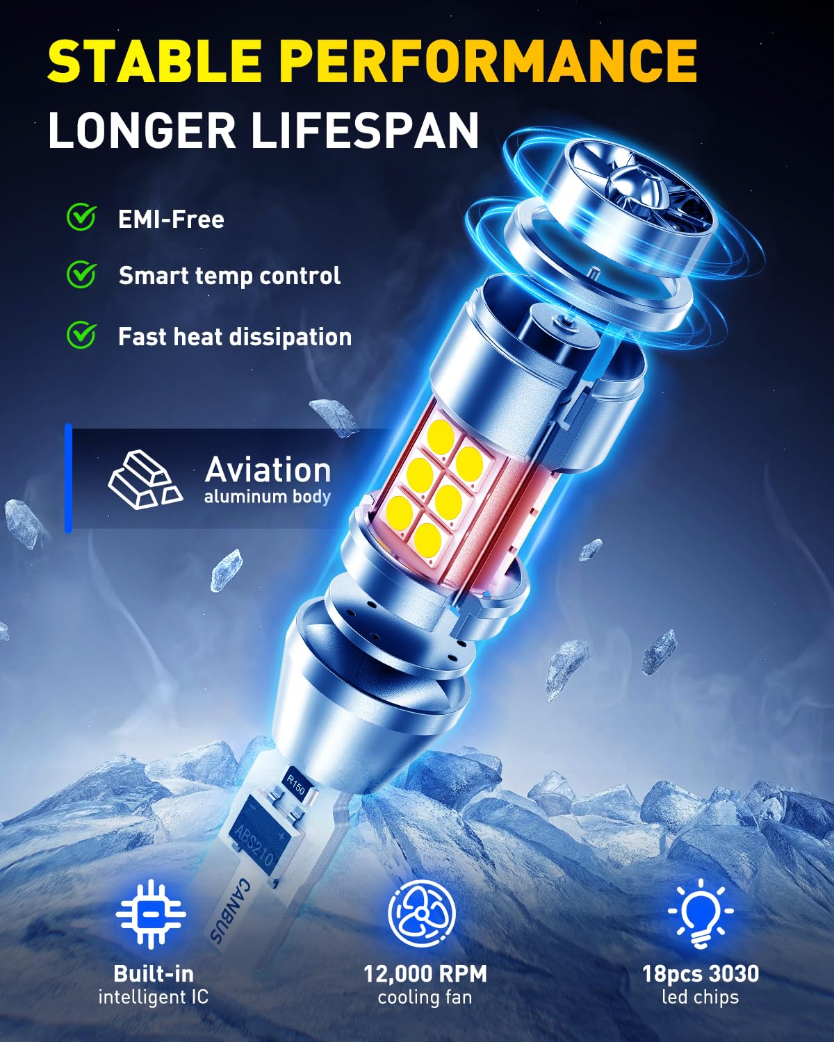 AUXITO bulb installed in car reverse light demonstrating improved visibility