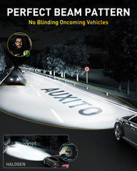 AUXITO bulbs installed on car at night showing brighter, clearer road illumination