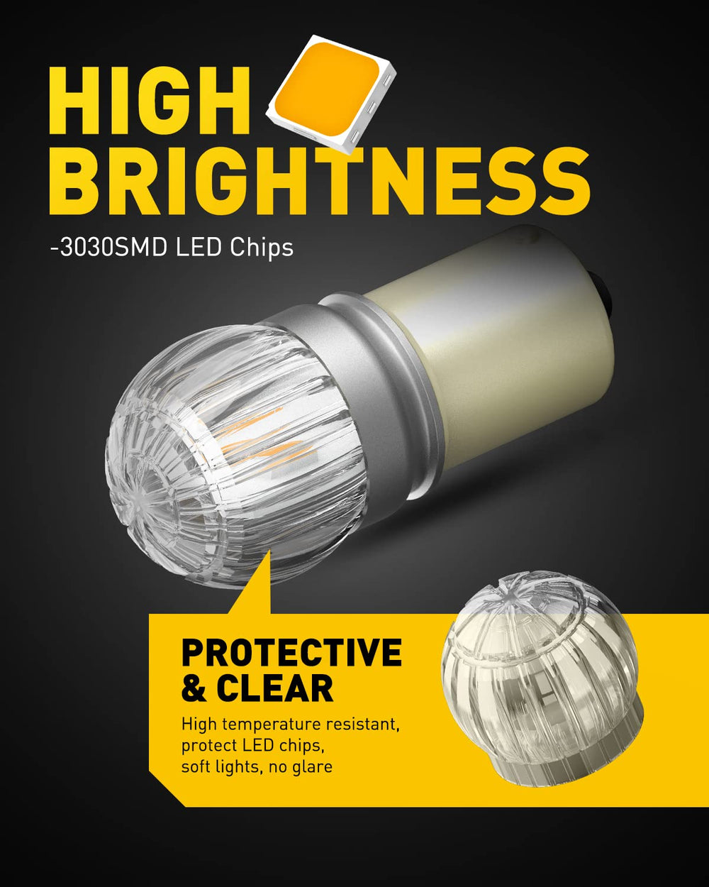 AUXITO close-up of 3030SMD chips showing brighter output