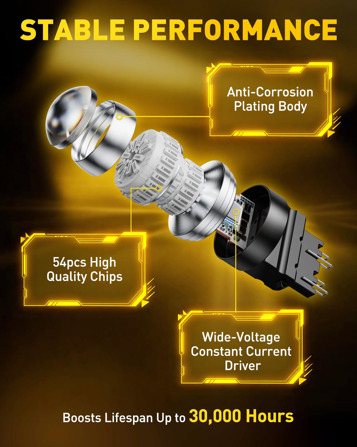AUXITO nighttime brake light scene improving rear visibility and safety