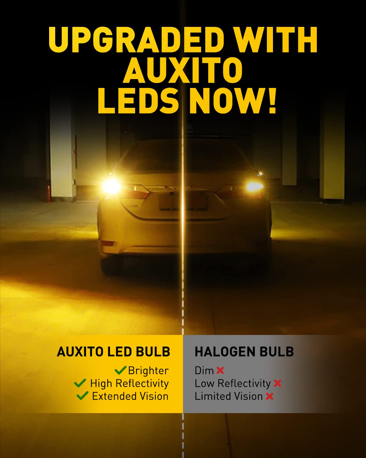 AUXITO retail pack of two bulbs ready for direct replacement