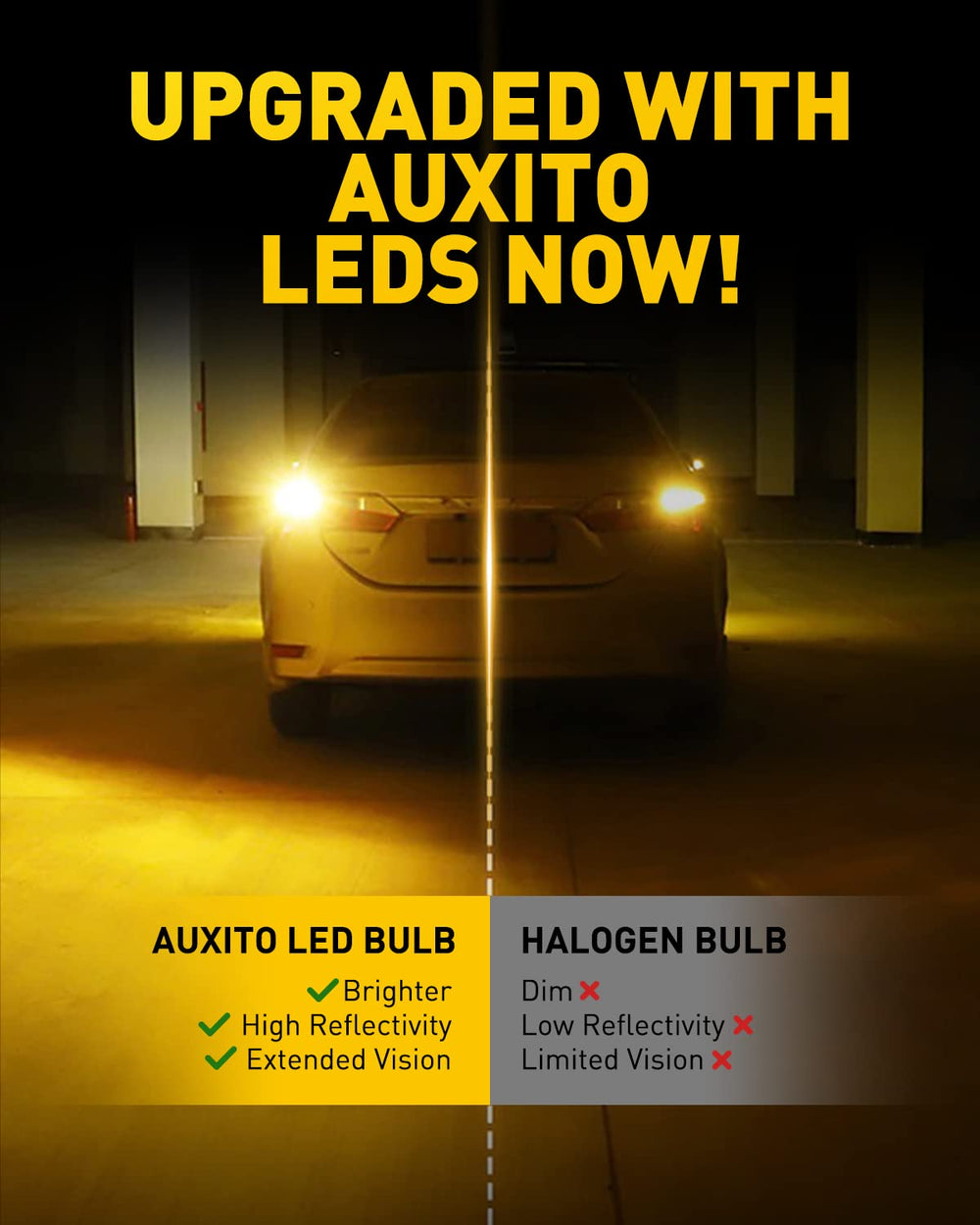 AUXITO retail pack of two bulbs ready for direct replacement