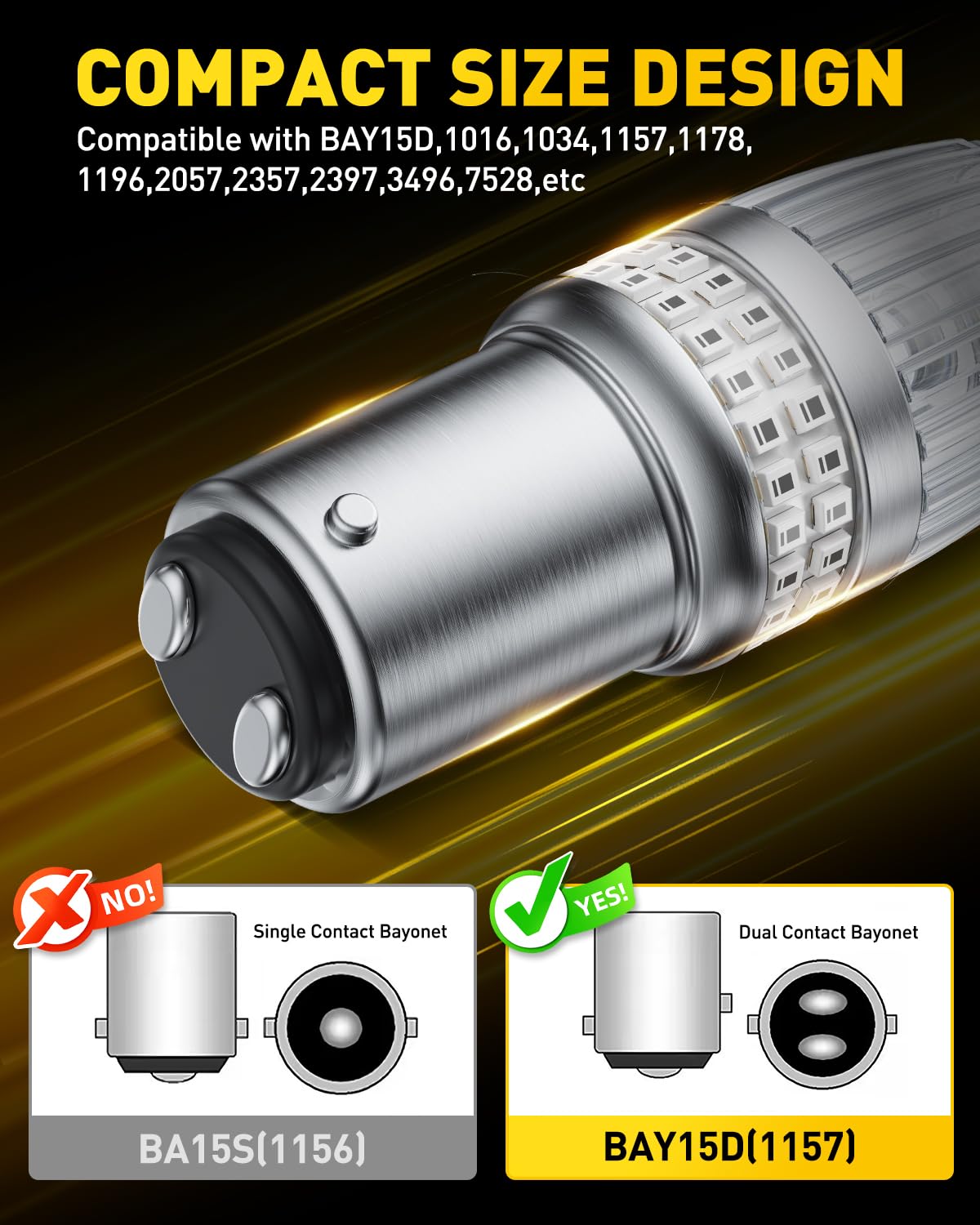 AUXITO bulb in hand for scale illustrating compact size and easy plug-and-play replacement