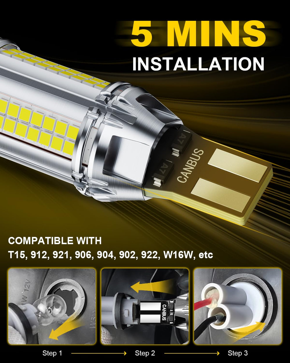 AUXITO next to halogen bulb showing compact size and upgrade benefit