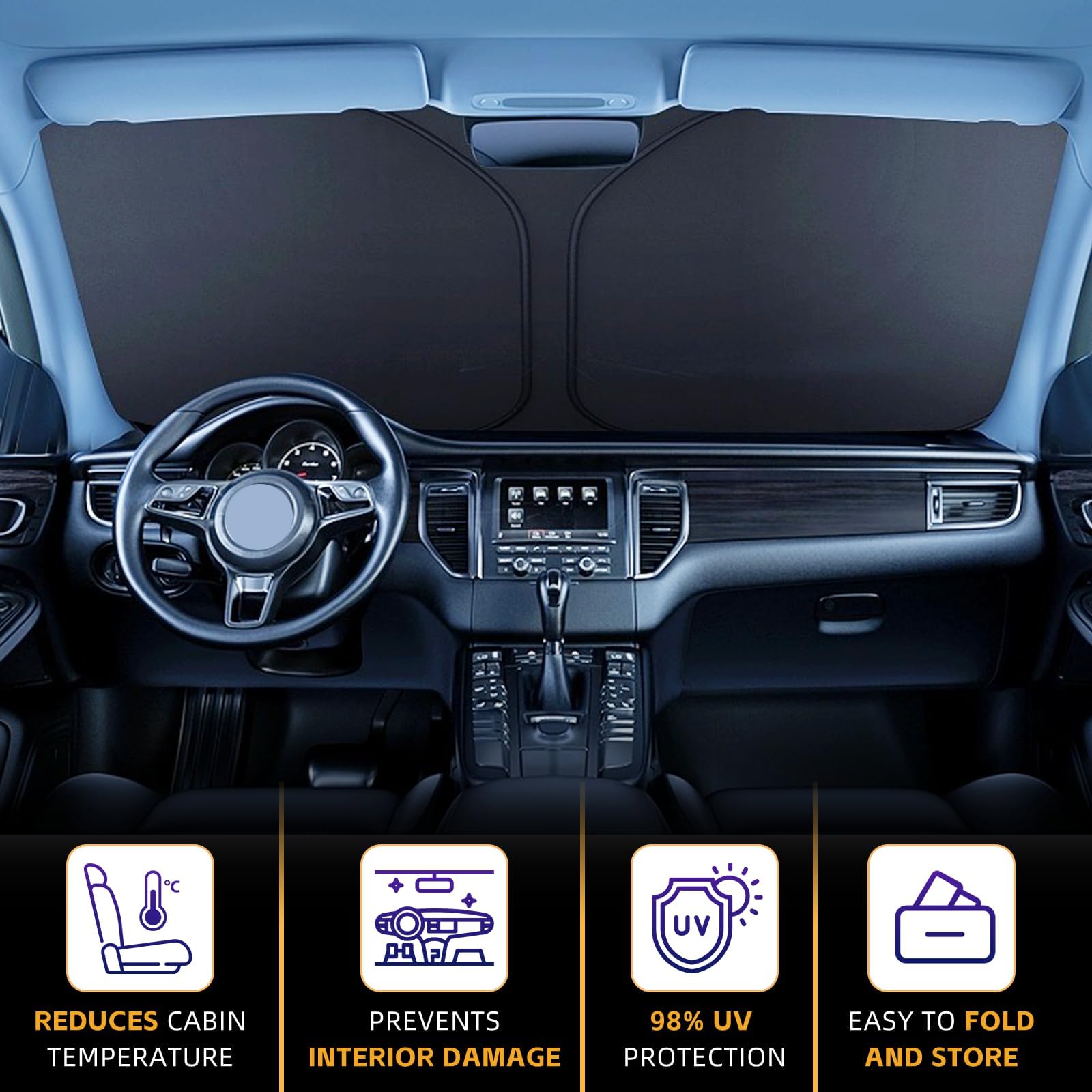 AuyNeas protecting dashboard from sun to preserve interior materials and electronics