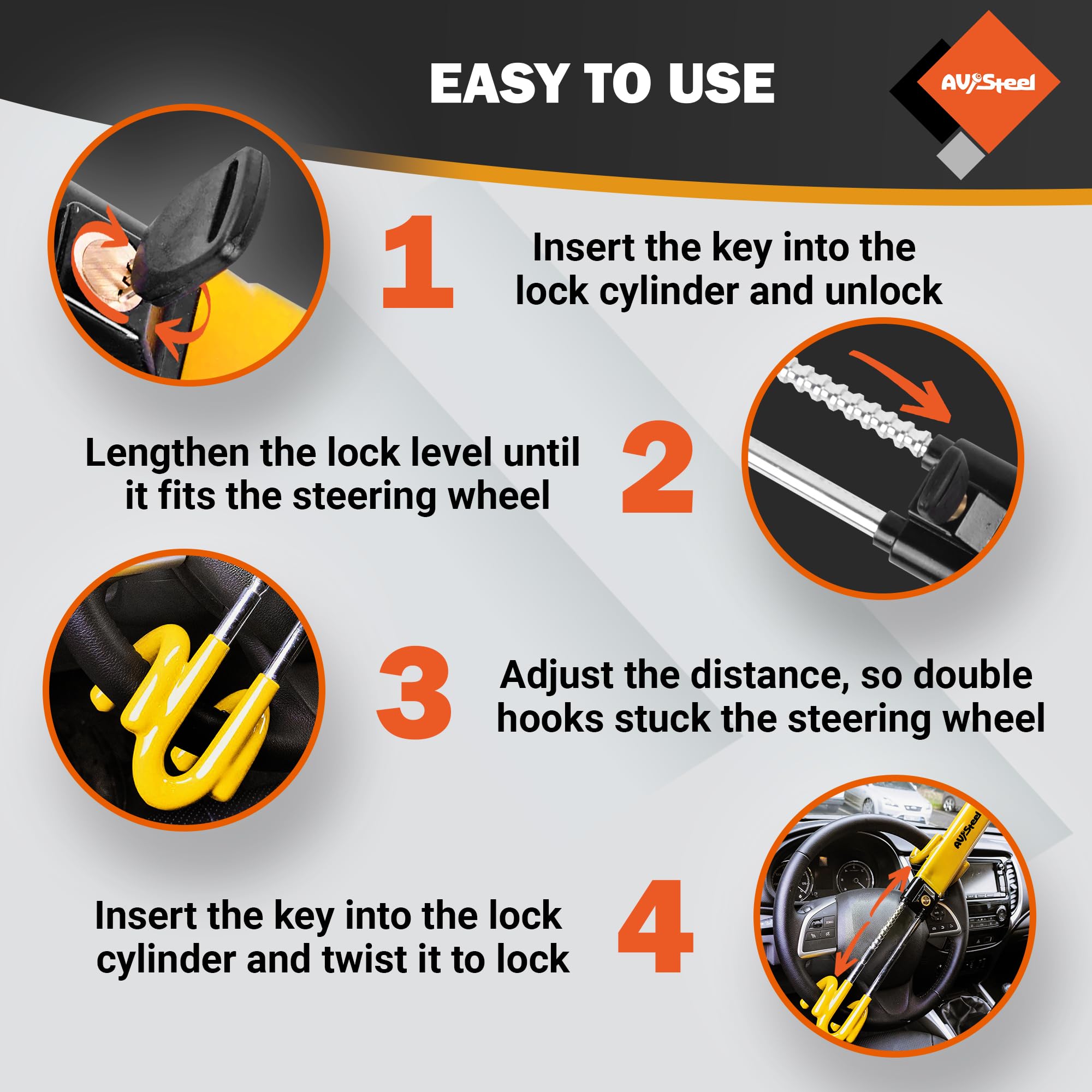 AV Steel three keys beside lock showing convenient backup key supply