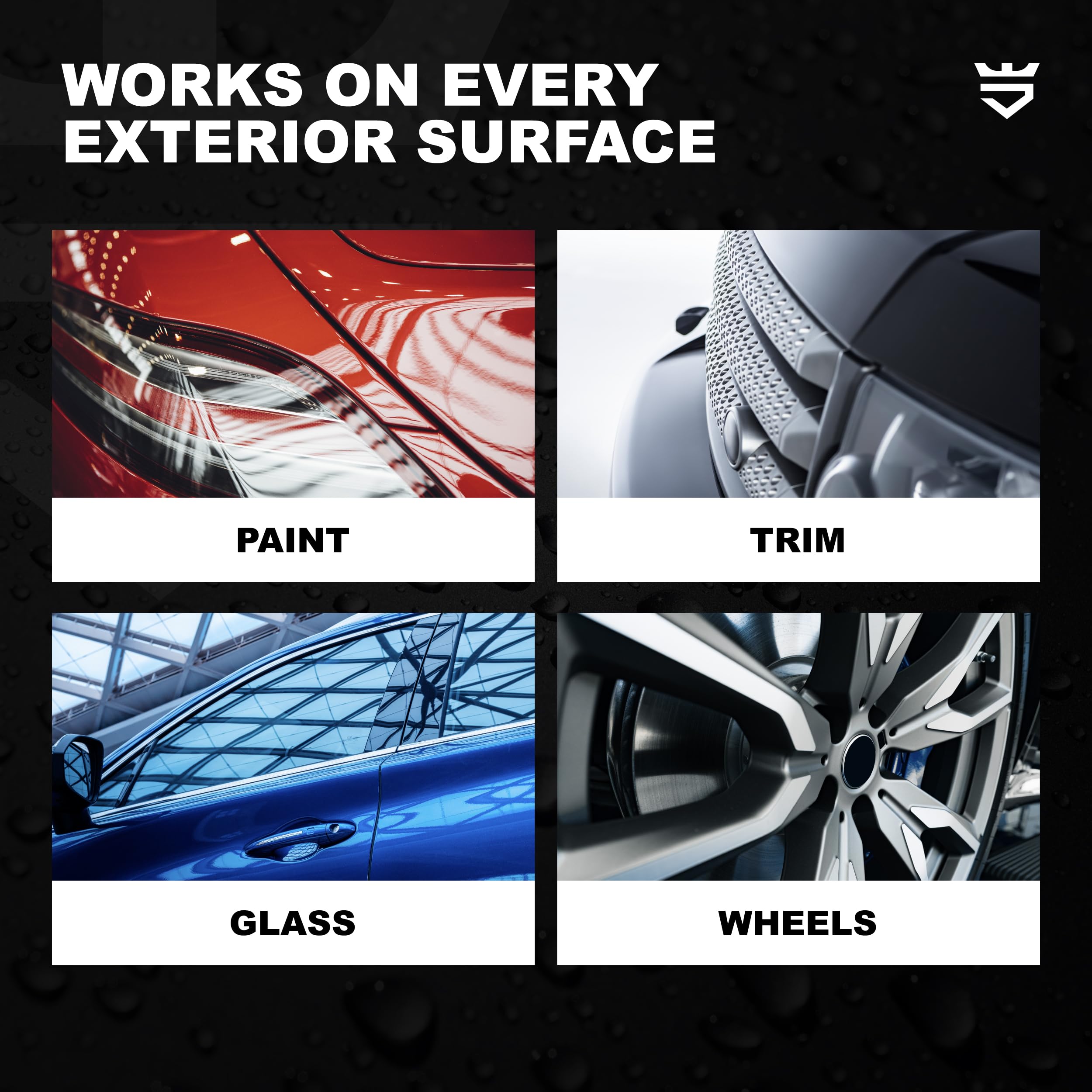 Car windshield with water beading after AvalonKing application for improved visibility