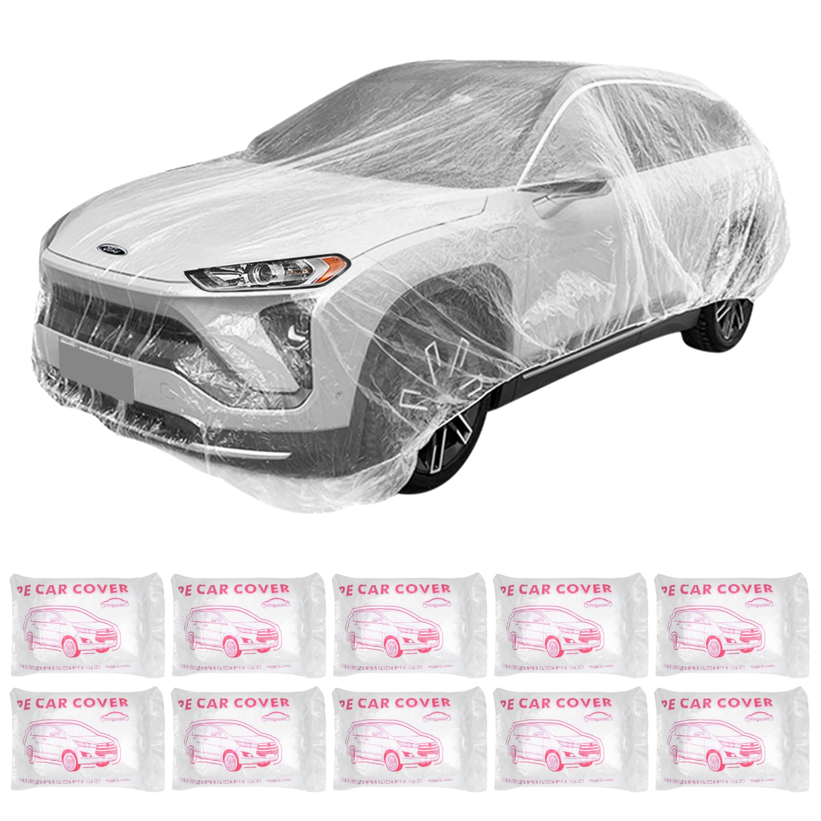 awagas front view of full clear car cover showing full protection benefit
