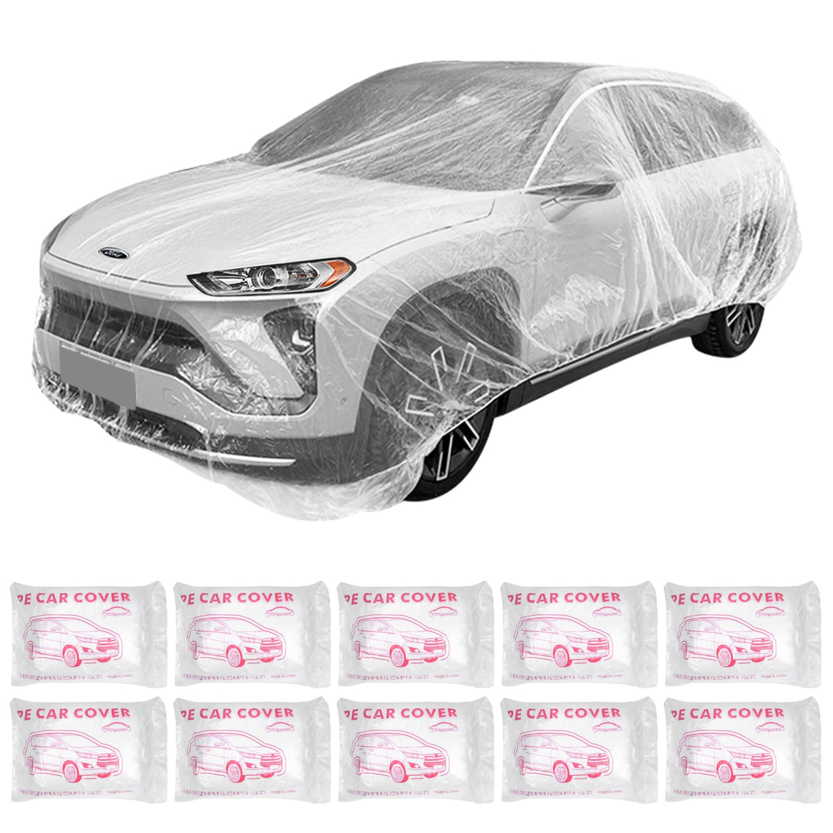 awagas front view of full clear car cover showing full protection benefit
