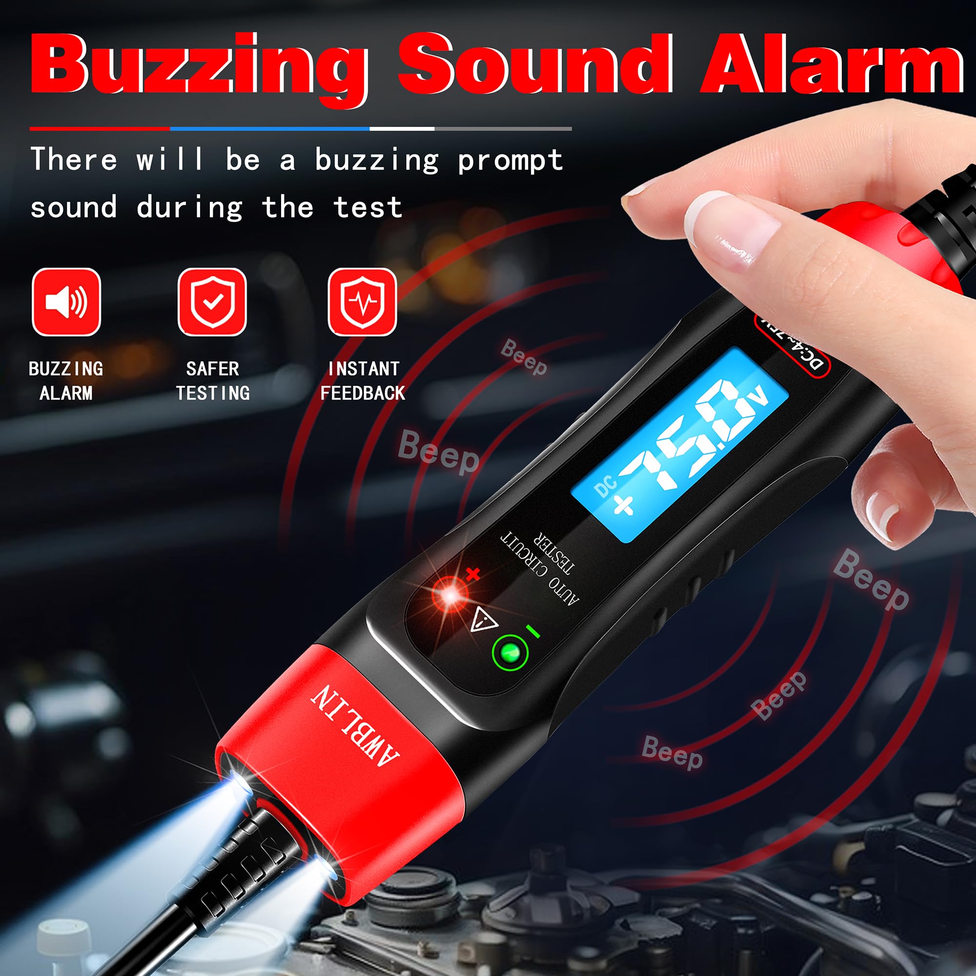 AWBLIN extended spring wire reaching rear lights for convenient testing