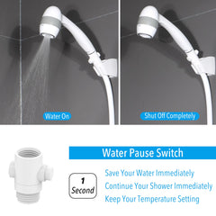 Awelife three-position holder mounted in an RV shower to free hands while bathing