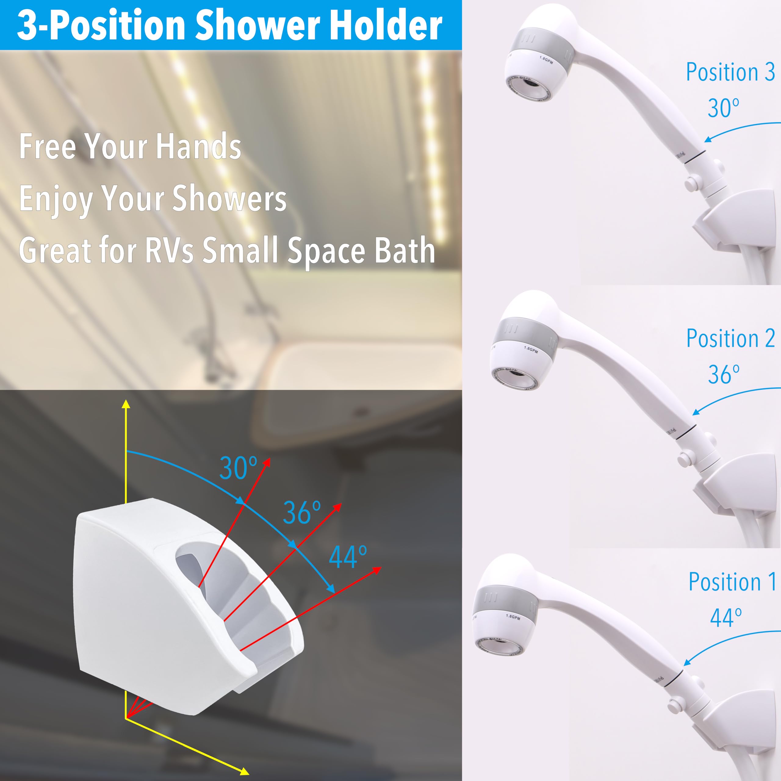 Awelife shower head nozzle closeup highlighting jet-spray ports for increased pressure