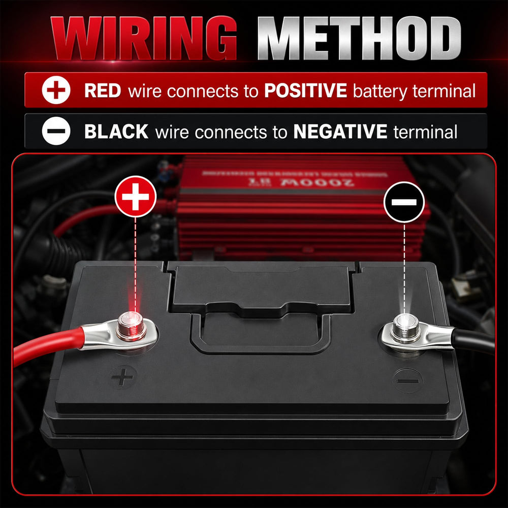AWELTEC cable installed at RV battery illustrating secure, neat wiring