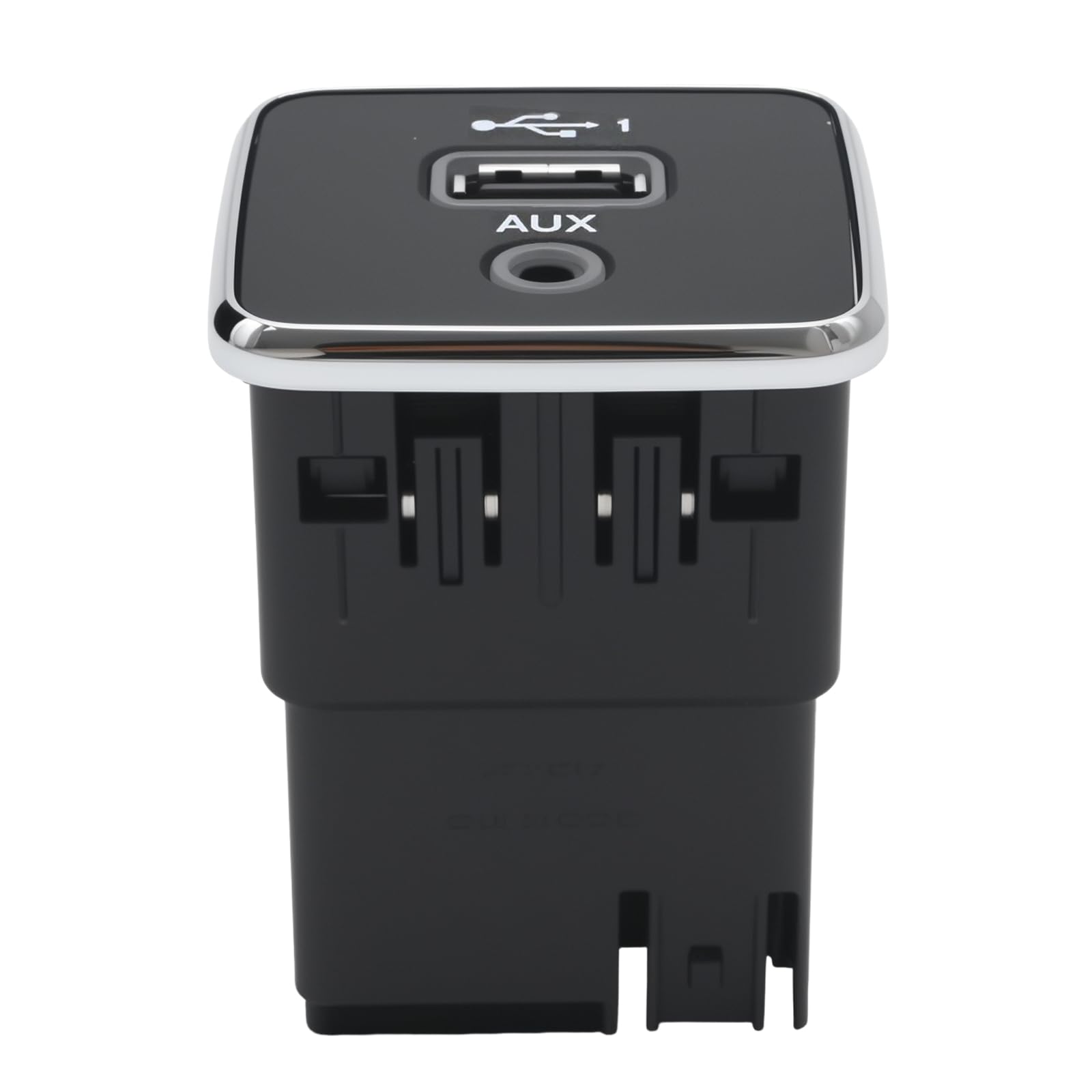 AXGSRV front view USB AUX socket showing ports and clean fit