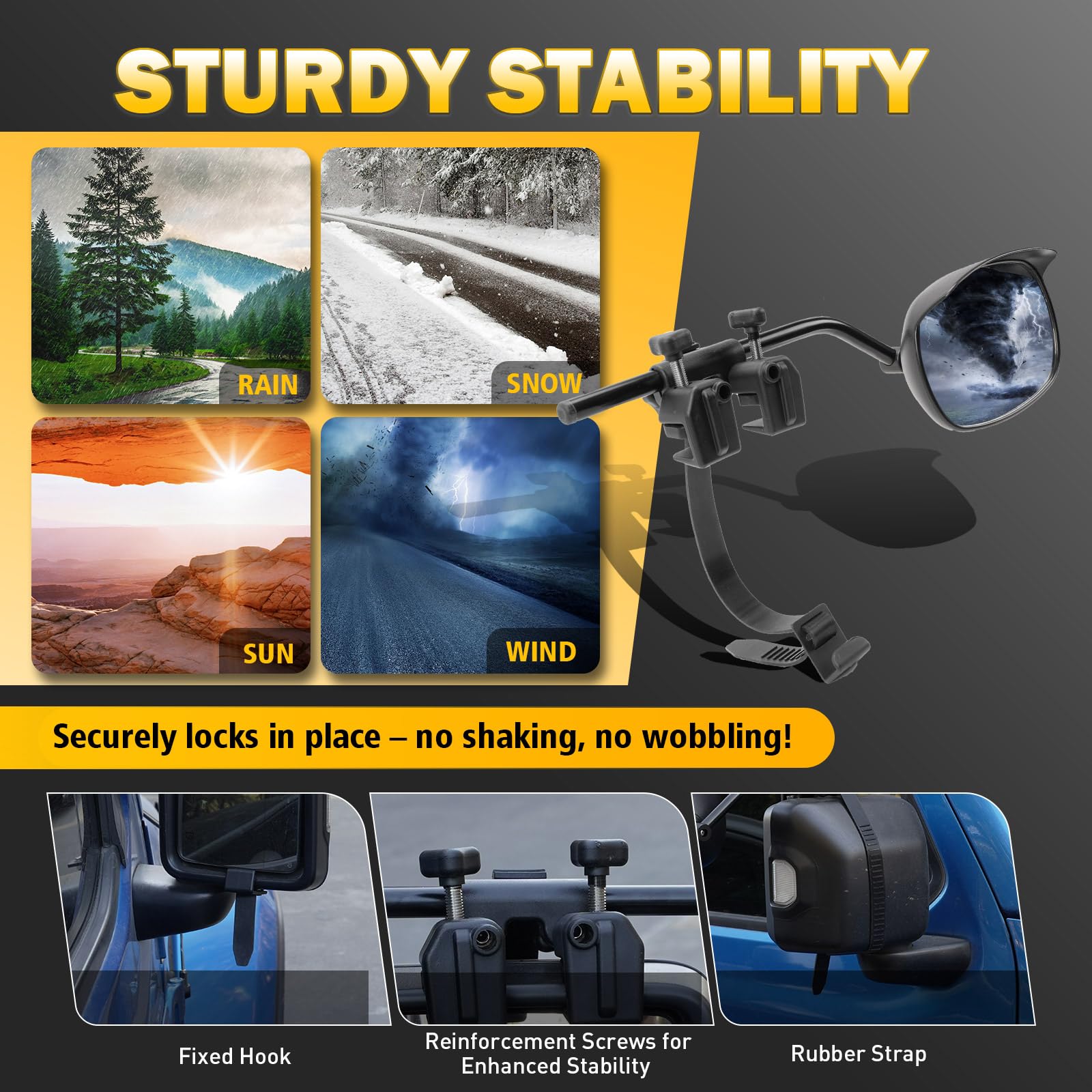 AXIMIRON hand-tightened knobs and clamps highlighting tool-free installation