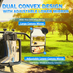 AXIMIRON mounted on car towing trailer illustrating expanded rear visibility