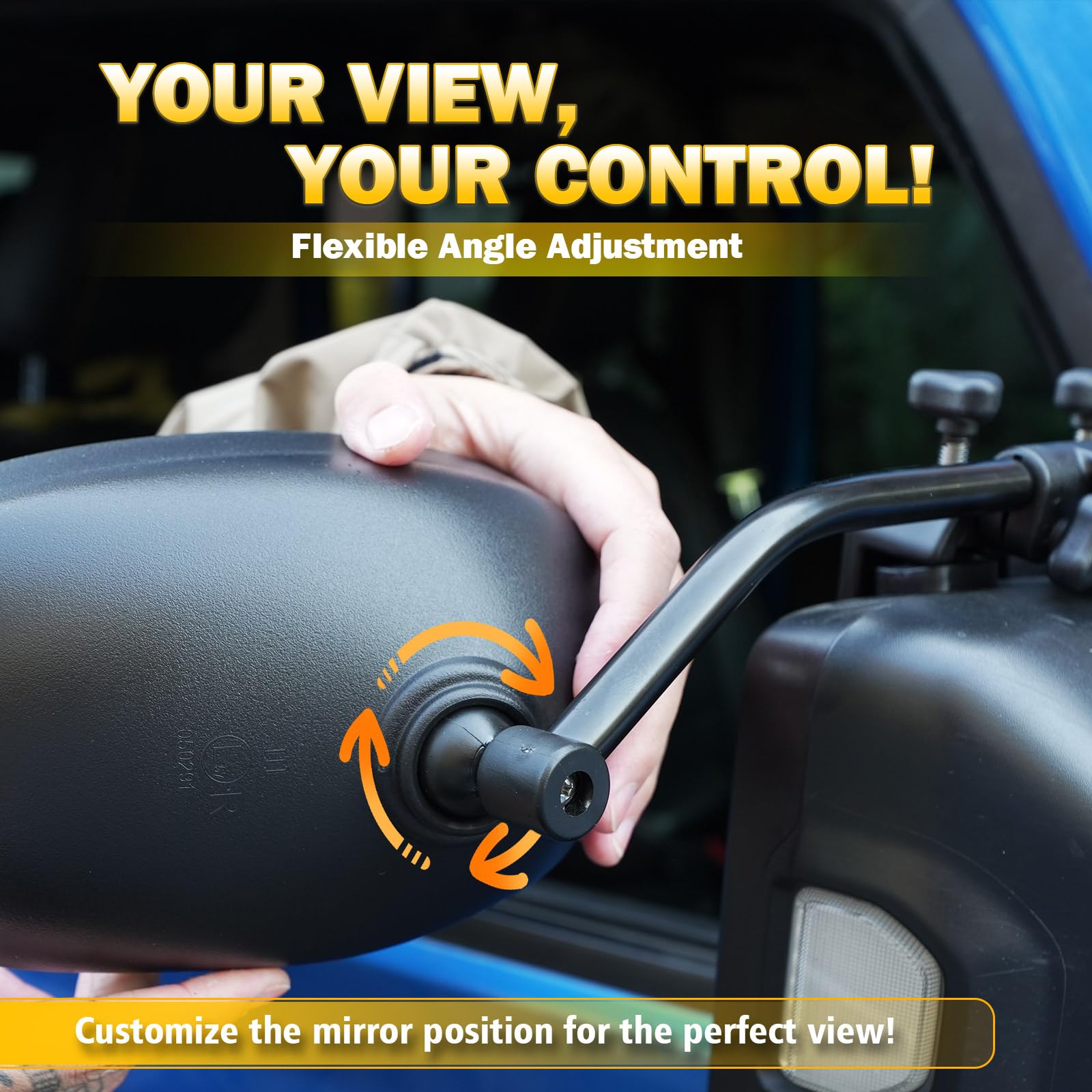 AXIMIRON mounted on SUV side mirror illustrating improved towing sightlines
