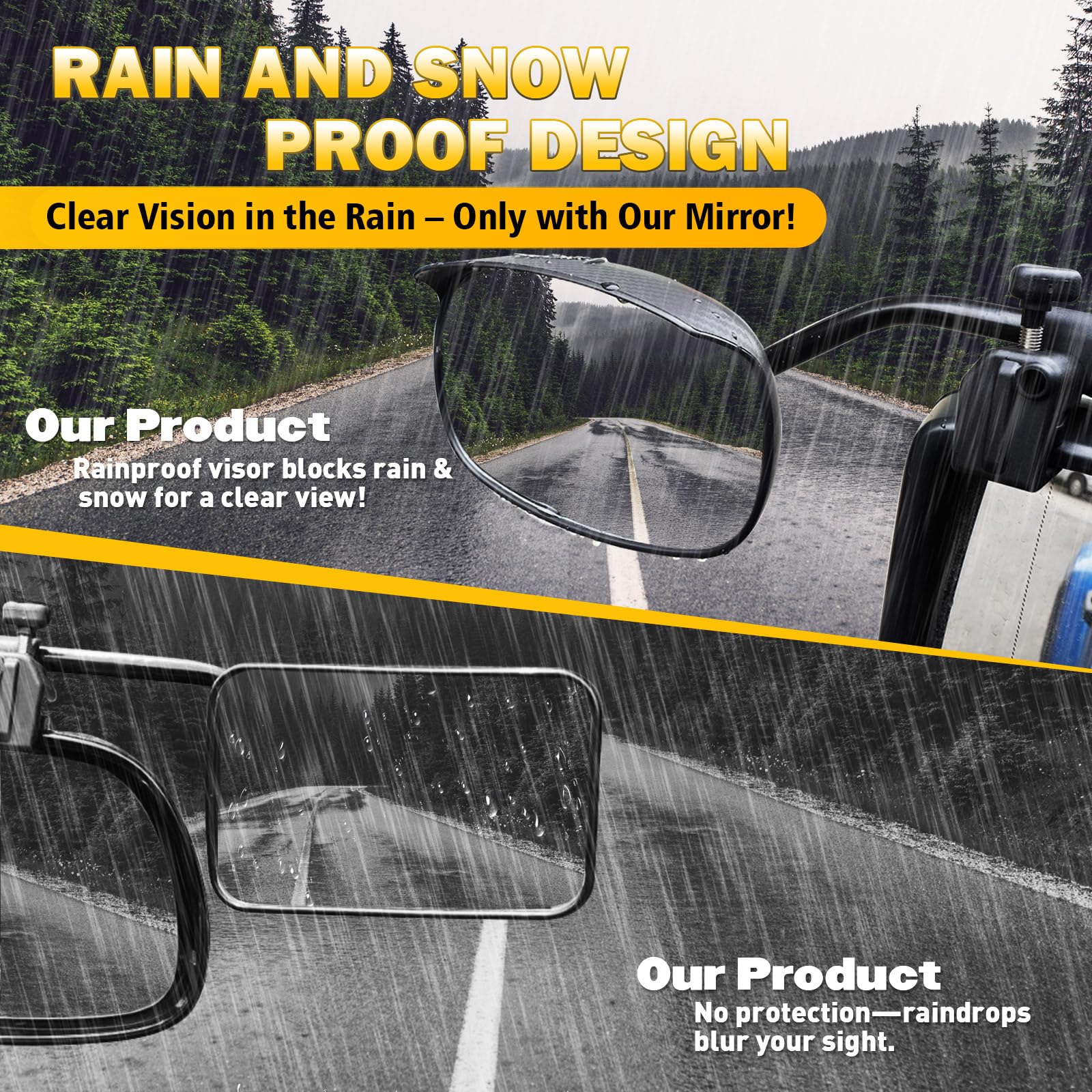 AXIMIRON rain guard detail demonstrating weather resistance for clearer view